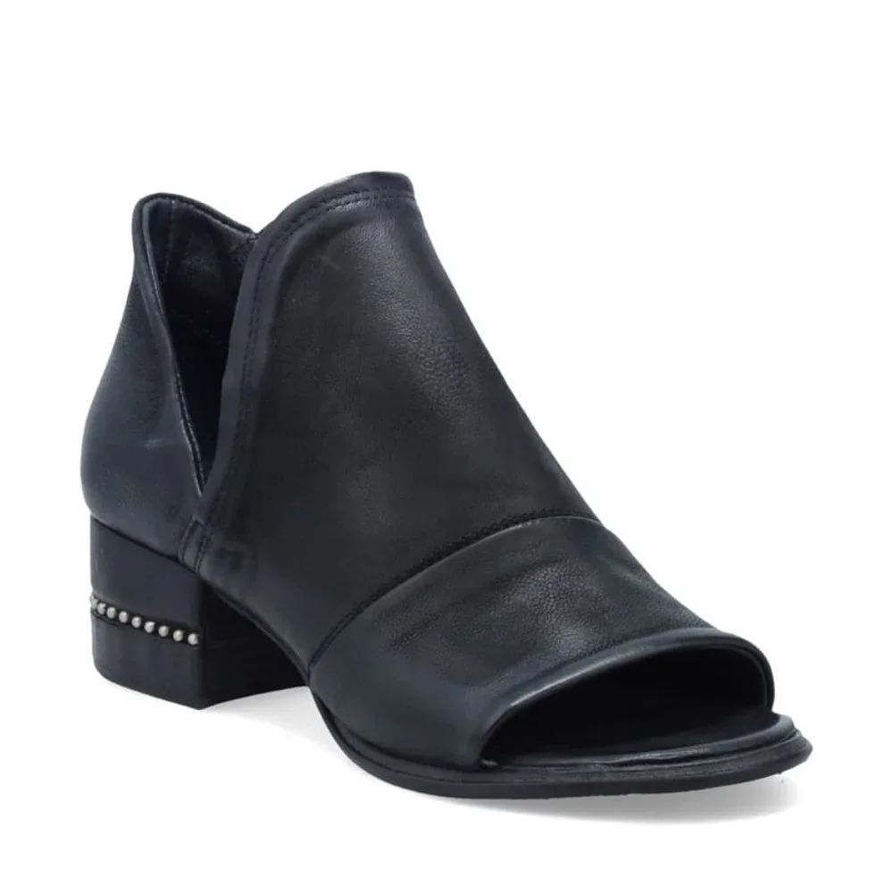 FINAL SALE: A.S.98 Leather black Miles Peep Toe Bootie New - Picture 1 of 14